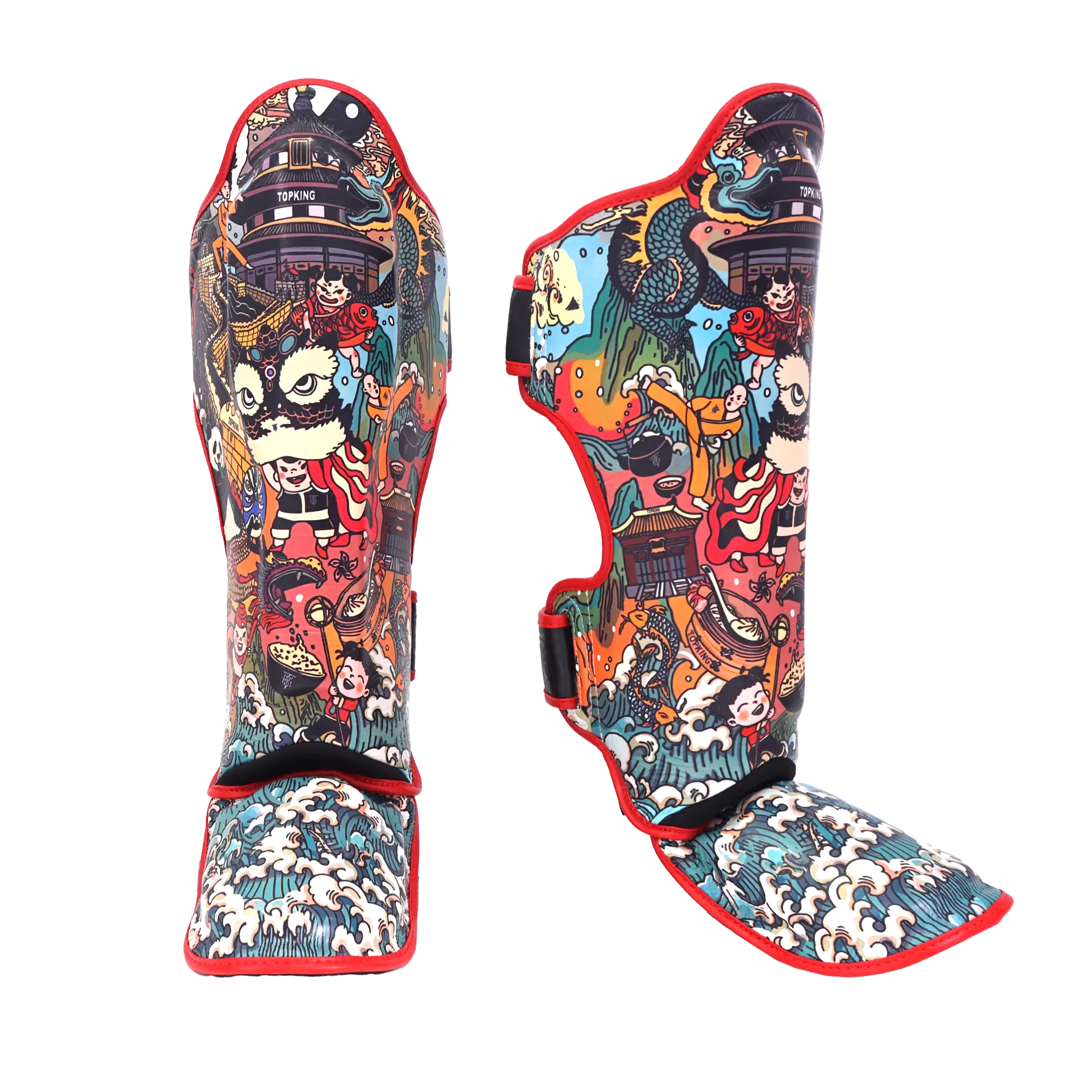 Top King Shin Guards Chinese Culture Red