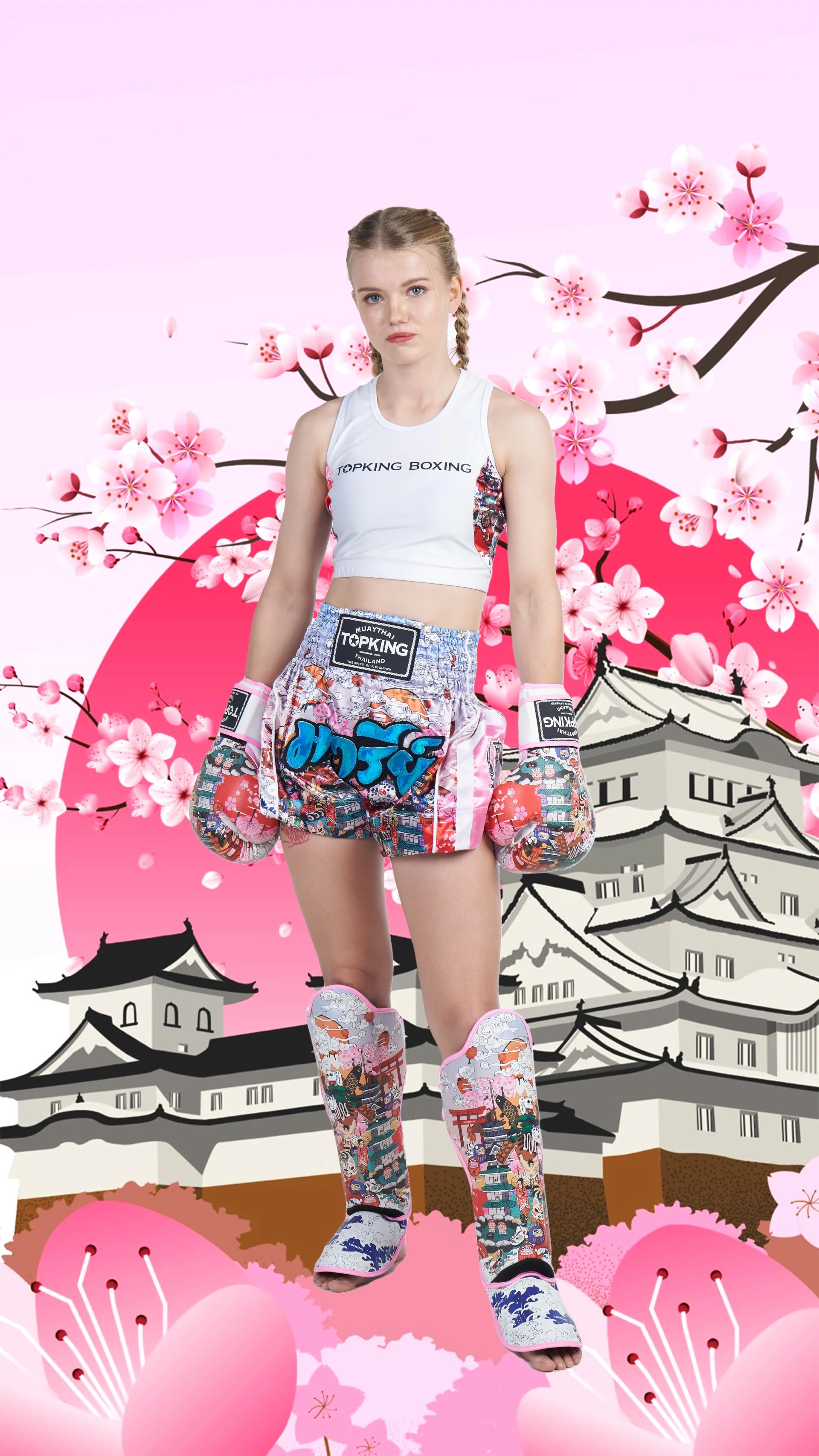 Top King Japanese Culture Pink Boxing Gloves - Image 5